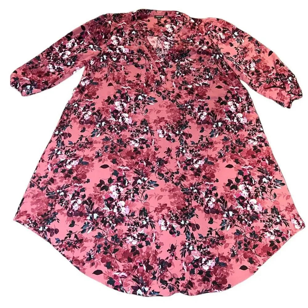 Torrid Dress Womens Sz 00 Pink Floral V Neck Lightweight Summer Beach Dress